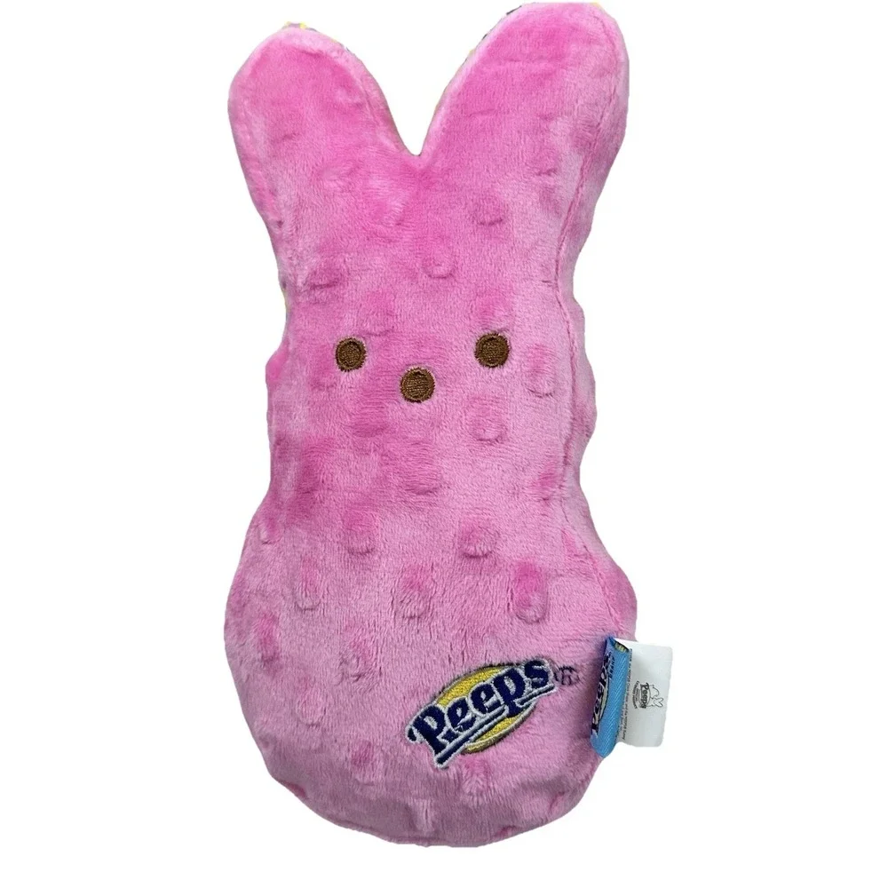 Peeps Bunny Dog Plush Squeaker Toy Pink Easter Gift Toy New